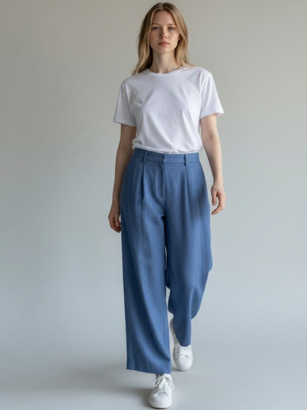 House of Harlow 1960 Blue Linen Blend Wide Leg Pants Size L NWT